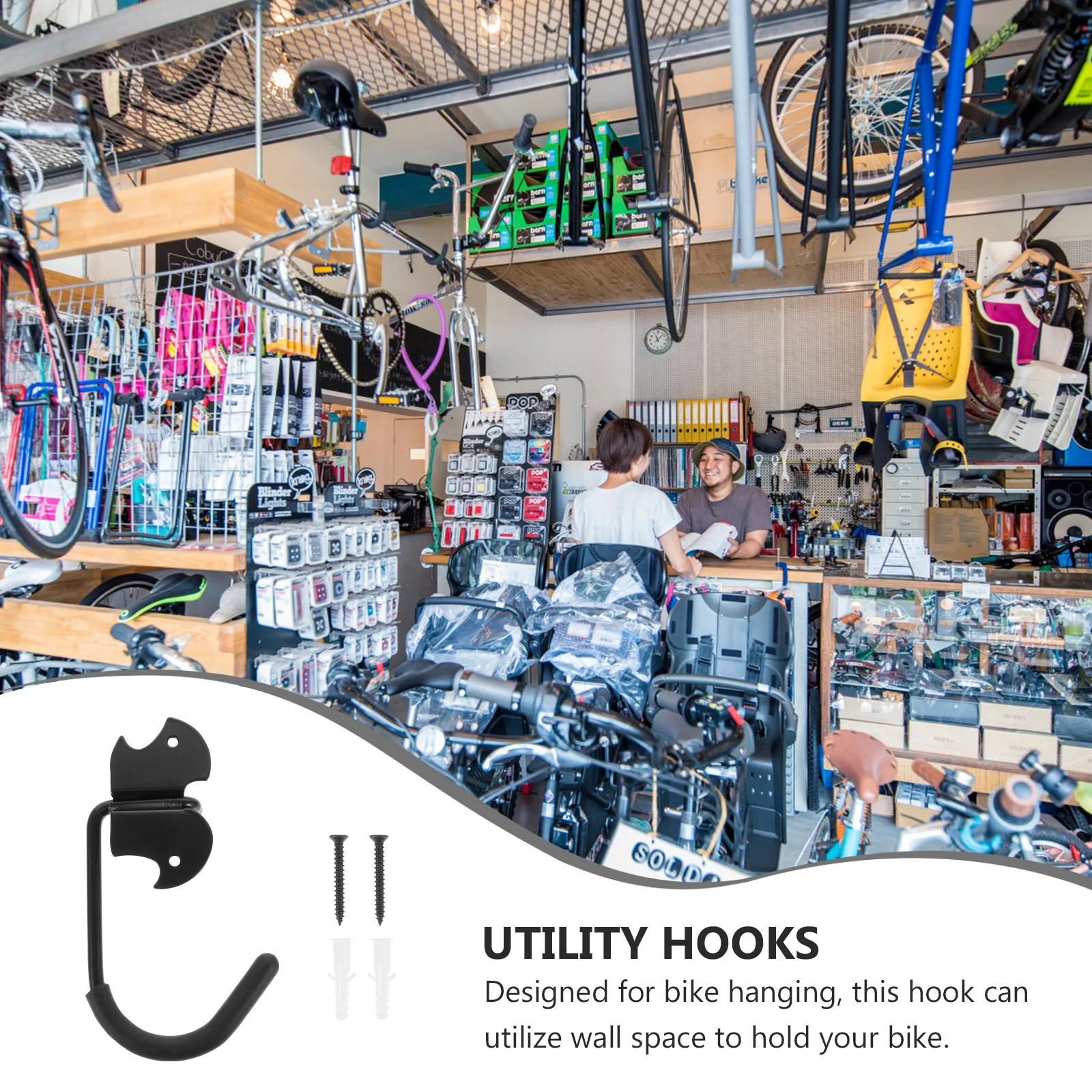 

2Pcs Garage Bike Hooks Painted Rustproof Heavy Duty Thick Base Bike Rack Storage Organizer Garage Hooks Organization and Storage