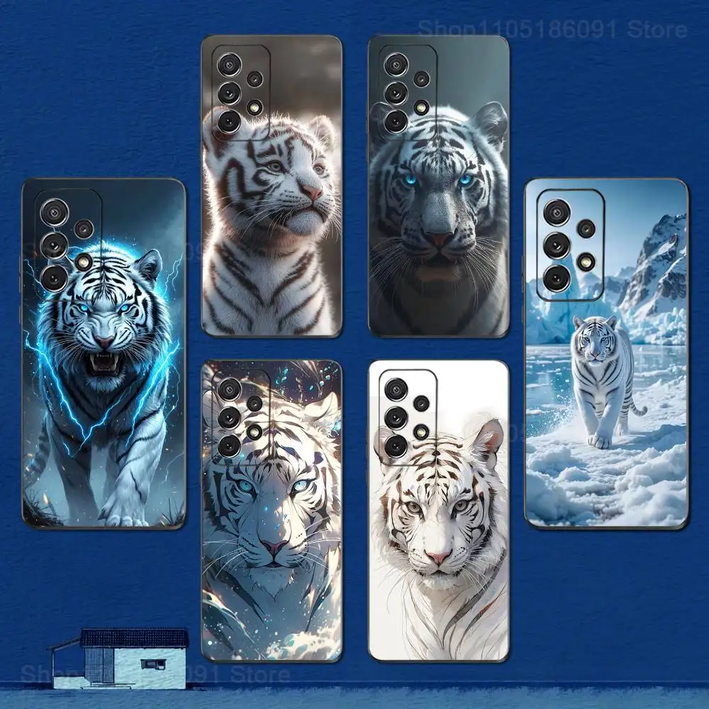 

Sacred Animal White Tiger Phone For Samsung S22,S25,S24,S23,Ultra,FE,Plus,S21,S20,S10,S9,Lite,Soft Silicone Black