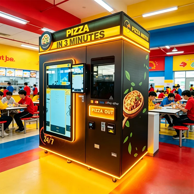 Self Serve Pizza Vending Machine with Rotating Oven and Touchless Payment