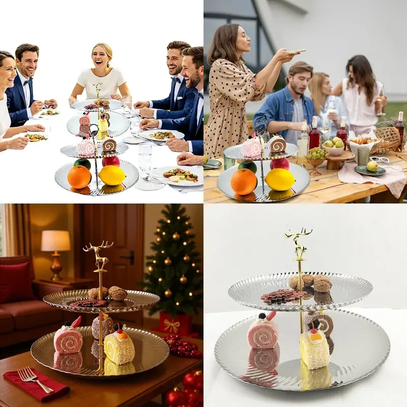 Nordic Dessert Table Set Afternoon Tea Snack Cake Display Stand Pastry Tray Multi Layer Fruit Plate String Plate Dining Table
