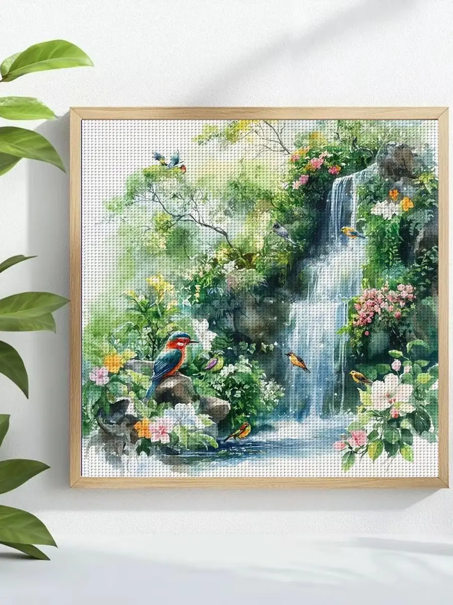 1 Stück 30x30 cm/11,8 Zoll Herbsttag Gestempeltes Kreuzstich-Set DIY-Kit 11/14/16CT DIY-Stickset DIY-Kreuzstich-Set – Detail 1