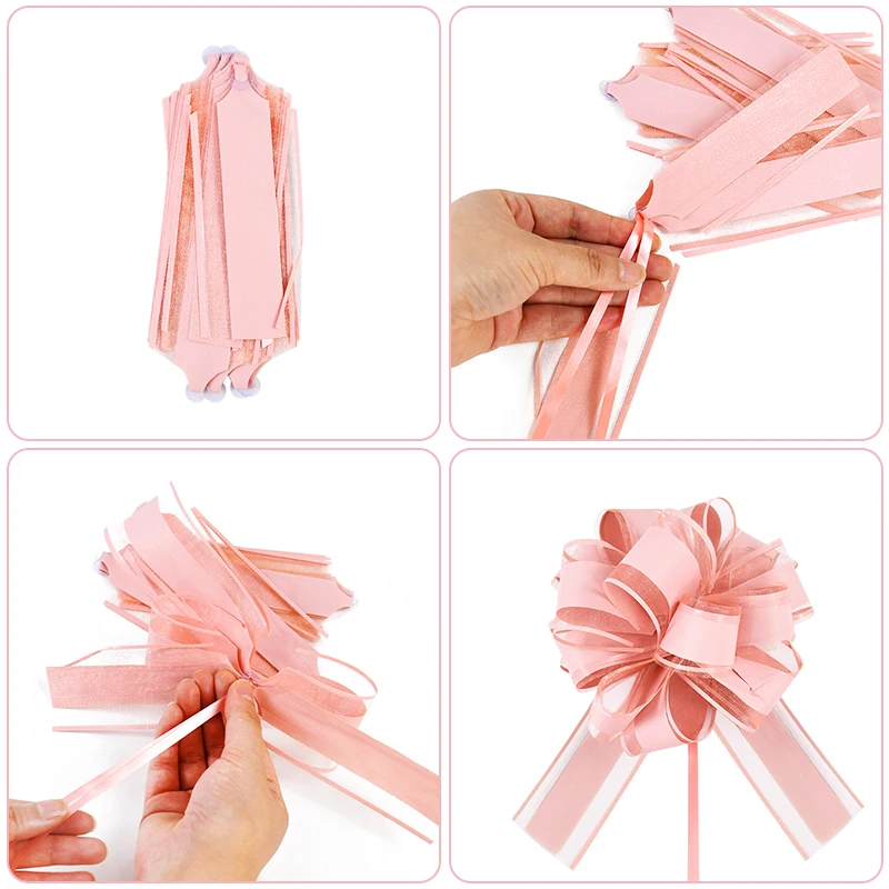 1pc Large Ribbon Wedding Pull Flower Wrap Packing Snow Yarn Pull Bow Ribbon Flower Car Birthday Christmas Present Gift DIY Decor