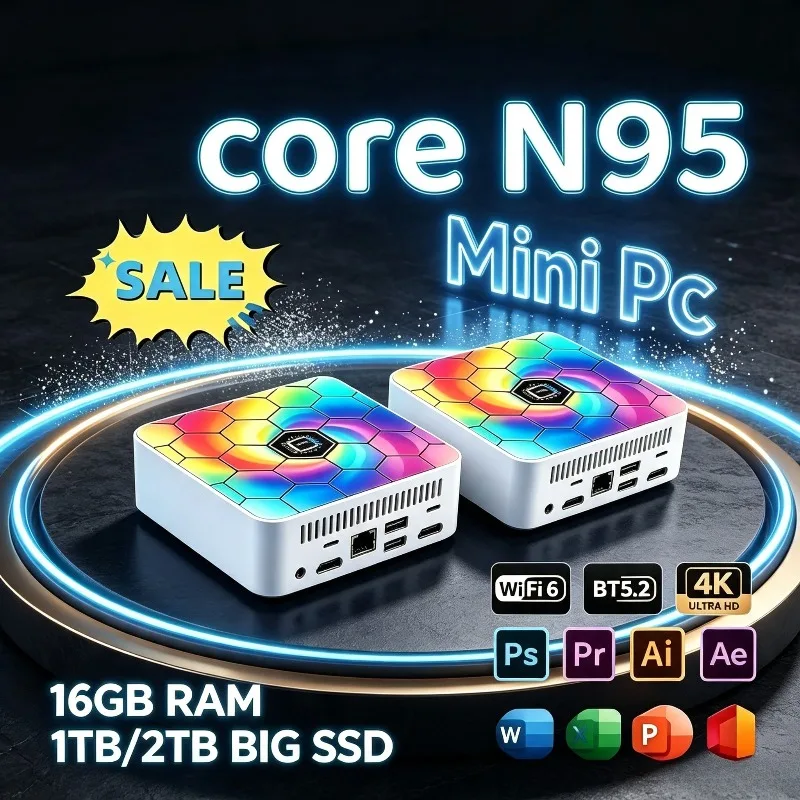 Intel Core N95 Mini PC, 16GB RAM, 1TB/2TB SSD, Win11, WiFi 6, BT 5.2, Ultra-Portable Office & Study, Power. 2026 Colorful