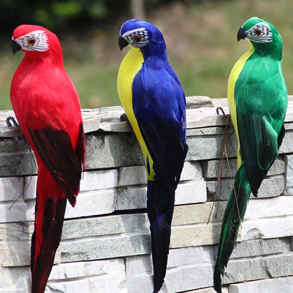 25/35cm Simulation Parrot Creative Handmade Animal Bird Garden Prop Decoration Miniature Feather Lawn Doll Colorful Cute Jewelry