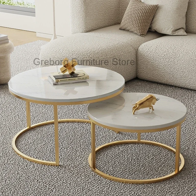 Marble Coffee Tables Tea Heat Resistance Poker Living Room Round Table Center Bedroom Mesitas De Noche Household Furniture ZLXP