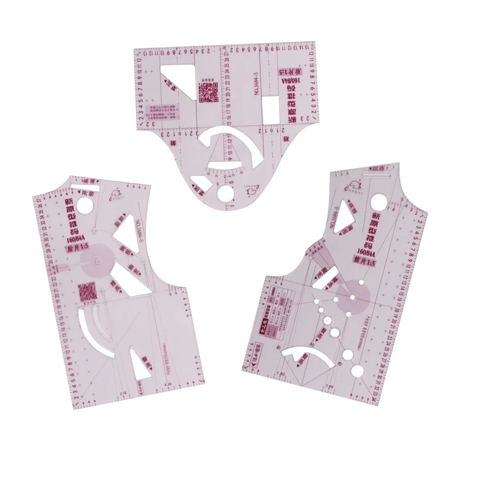 3Pcs Clothing Design Proofing Ruler Multifunctional Sewing Measuring Tool Tailor Pattern Design DIY Sewing Tools