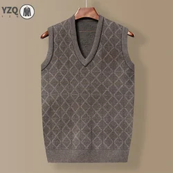 Men's Thickened Casual Sweater Tank Top Autumn and Winter Warm Men's V-neck Tank Top