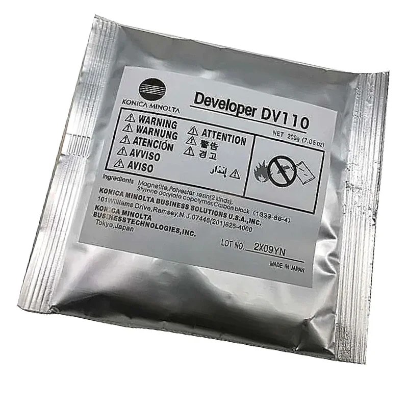 New compatible DV110 Developer for Konica Minolta Bh162 Bh180 Bh210 di152 di183 di250 di3510 7118 200g/bag Black Developer