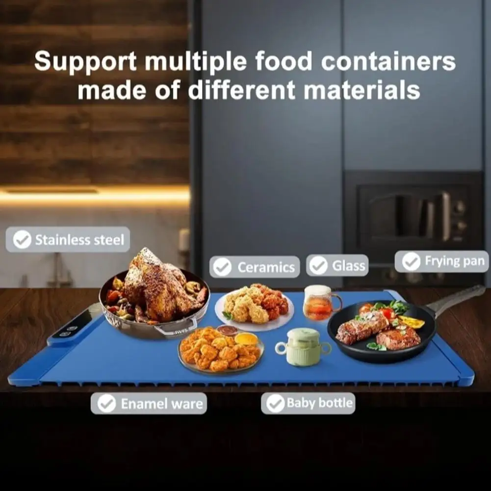 

Electric Warming Tray with Adjustable Temperature Foldable Heating Placemat Food Fast Warmer Warmer Food Plate Hot Silicone V6V5