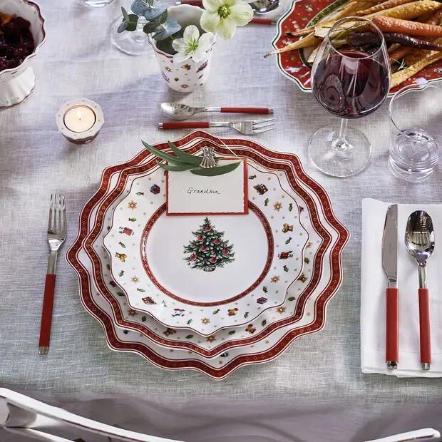 German Christmas ceramic dinner plate round dining tray cake mug coffee cup salad tray