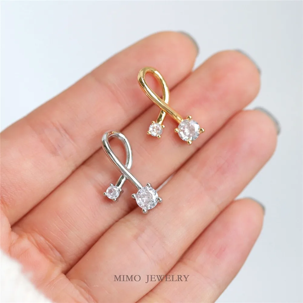 

1PCS 20x11.2mm Copper-plated Real Gold Simple and Casual Double Zircon Cross Small Knot Pendant DIY Handmade Accessory