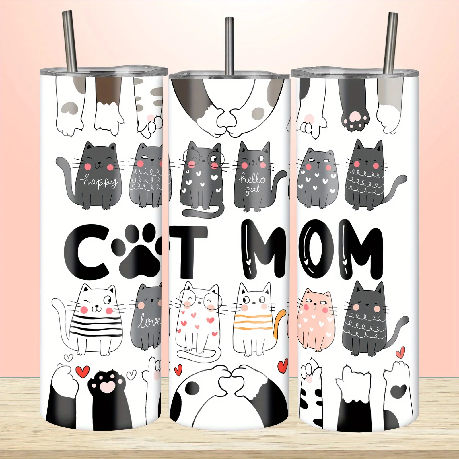 1pc/20oz/590ml/Funny Cat Tumbler,Cat Mom Tumbler,Insulated Stainless Steel Tumbler,Cat Merch Animal Lovers, Cat Gifts for Women, Funny Birthday Christmas Gift for Women,Gifts for Cat Lovers