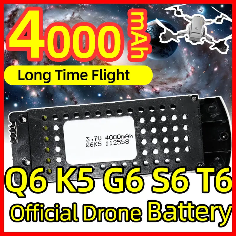 Q6 4000mAh Drone Official Battery Long Time Flight 3.7V LIPO Battery for Q6 S6 G6 T6 K5 8K RC Drone Batteries