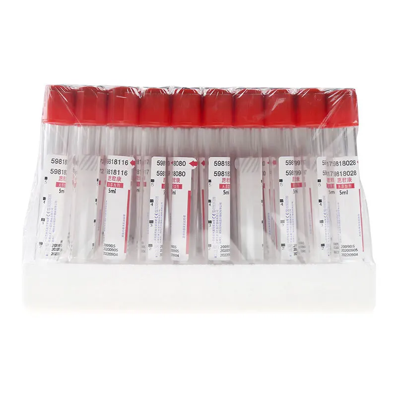 Tubo de recolección de sangre al vacío desechable, sin aditivo, CGF rojo, consumibles de laboratorio, tubos PRF, 50 piezas