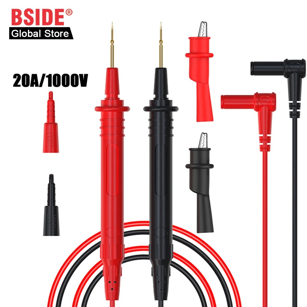 BSIDE Profession multimeter probe Alligator Clip Test Lead High Quality Insulated Crocodile Line Tester cable General purpose