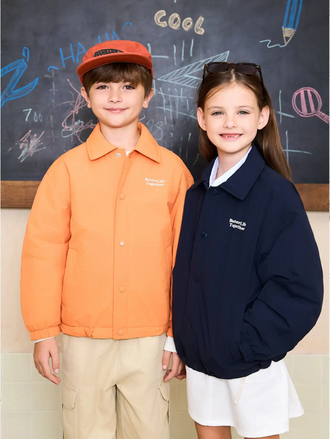 

MARC & JANIE Unisex Big Kids Boy Girls American Retro Style Coach Cargo Jacket 551239