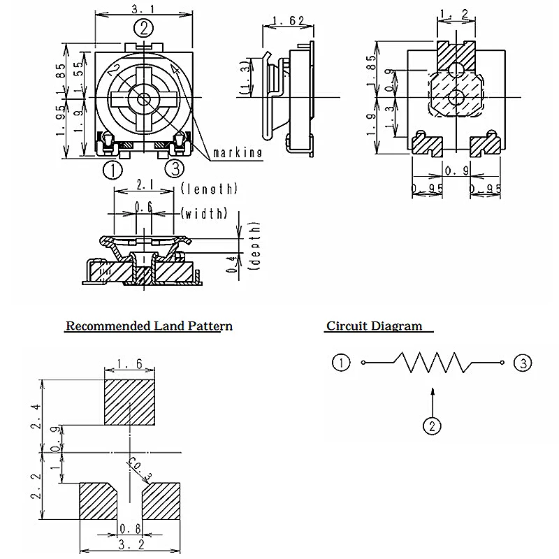 20pcs 3*3 Trimmer Resistance Potentiometer SMD 3X3 Adjustable Variable Resistor 100 500 1K 2K 3K 5K 10K 20K 50K 100K 200K 1M ohm