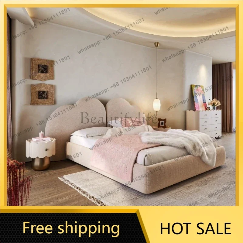 FG Bedrooms Furniture Home Cream Style Cloud Princess Fabric Bedroom Beds And Bed Frames 180x200cm Full Size Beds Frame Double B