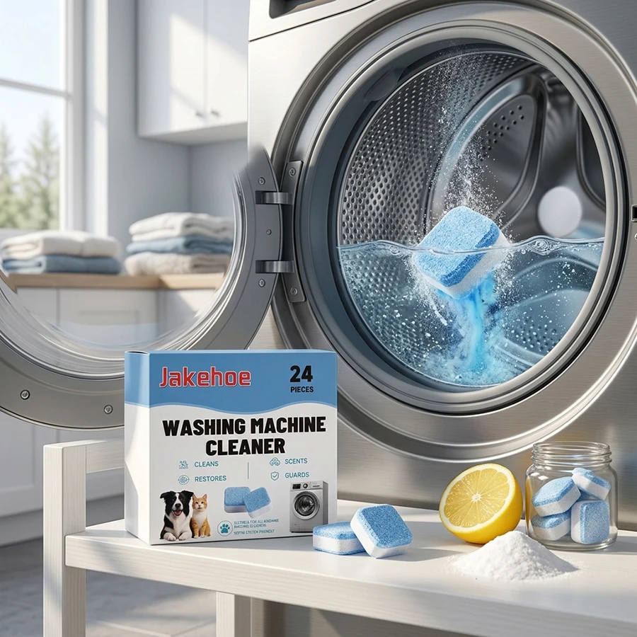 24Pcs/Pack Washing Machine Cleaner Tablets Deep Cleaning Deodorizer Odor Remover for HE Front Top Load Washer Tub Maintenance