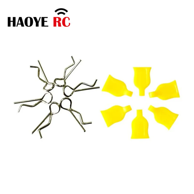 Haoye 6 Sets Body Clips Tabs For 1/10 Clips 6 Clamps With Silicon Housings/ R Buckle 6 Pins And 6 Silicon Housing For RC Car