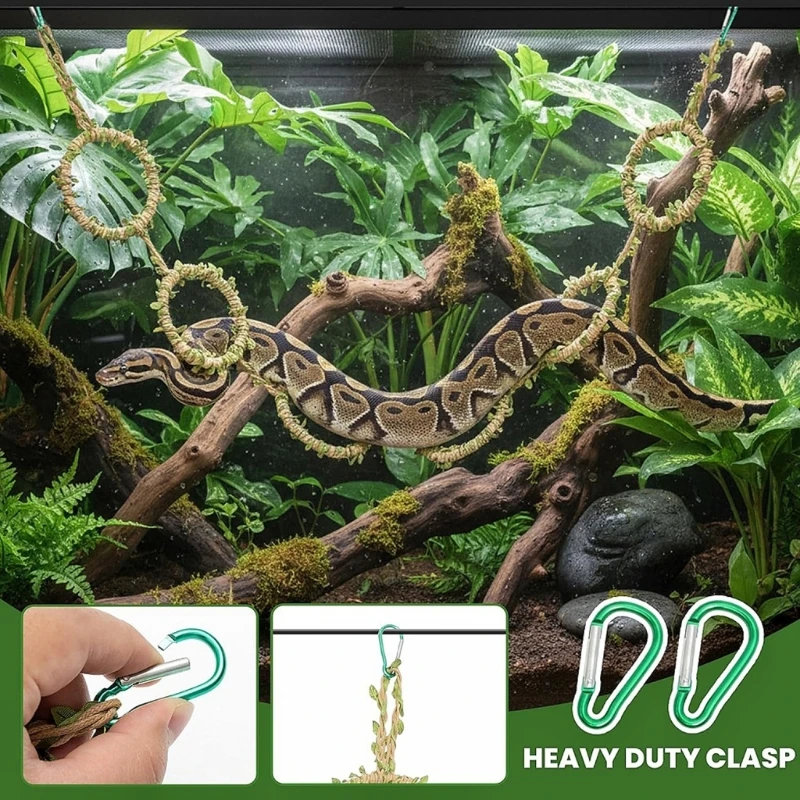 Snake Toy 38.4In Long Handwoven Twine Rope Rings Climbing Toy For Bird Cage Feeding Box Pet Terrarium Decoration 37JD