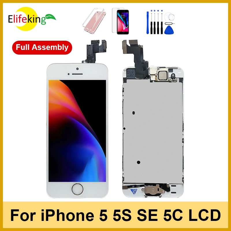 Full Screen For iPhone 5 5S 5C LCD Display SE 2016 Complete Touch Screen Digitizer Replacement With Home Button Front Camera