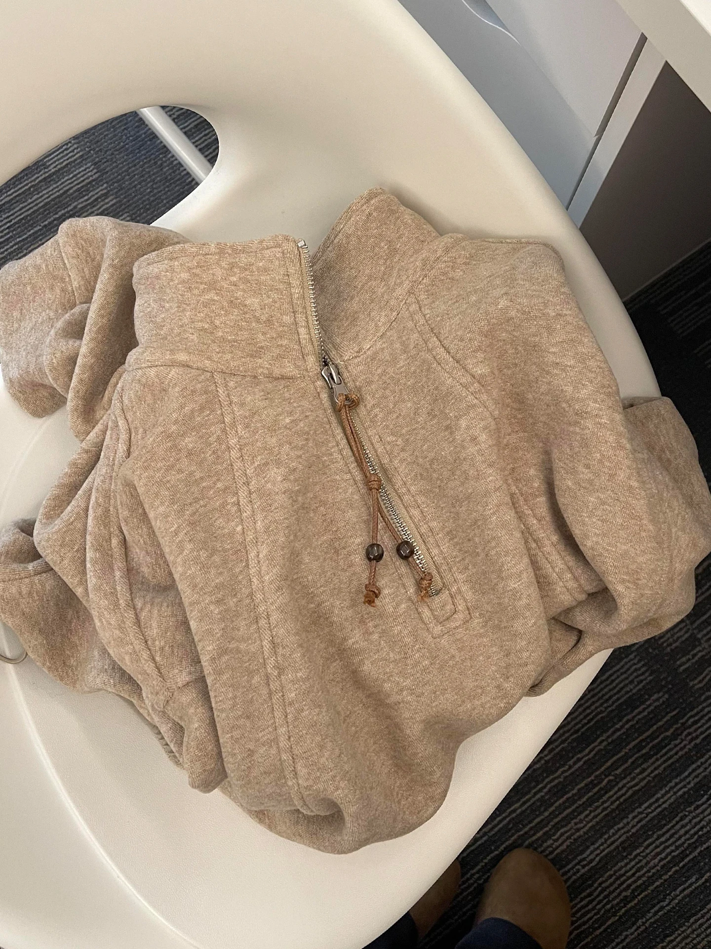 

Ladies' Fce Lined Dstring f Zip High Collar Sweatirt Jaet Autumn Winter Outerwear Casual Comfortable Streetwear