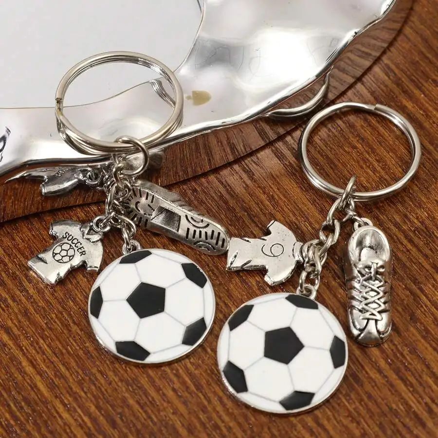 Soccer Ball Keychain With Shoe And Jersey Charms For Adults