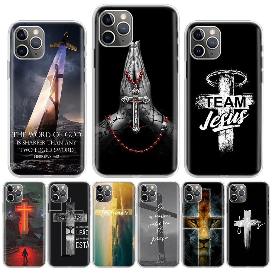 God Jesus Pray Cross Silicon Call Phone Case For Apple iPhone 16 15 14 11 Pro Max 13 Plus 12 Mini 7 8 + X XR XS SE Cover Shell 1