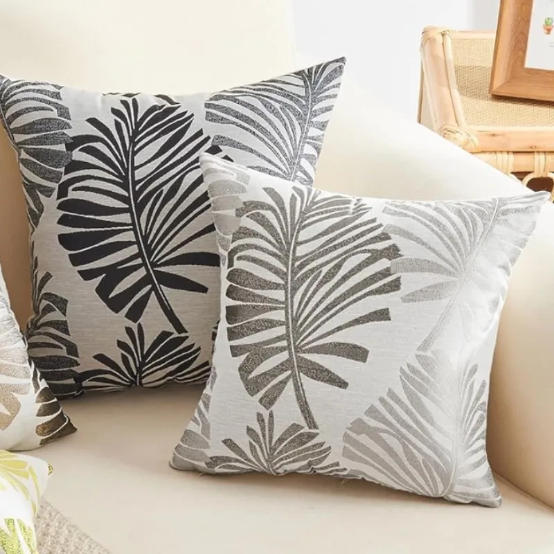 45x45cm Jacquard Leaves Pattern Decorative Pillow Covers Cushion Cover for Sofa Bedroom Car - Polyester Blend