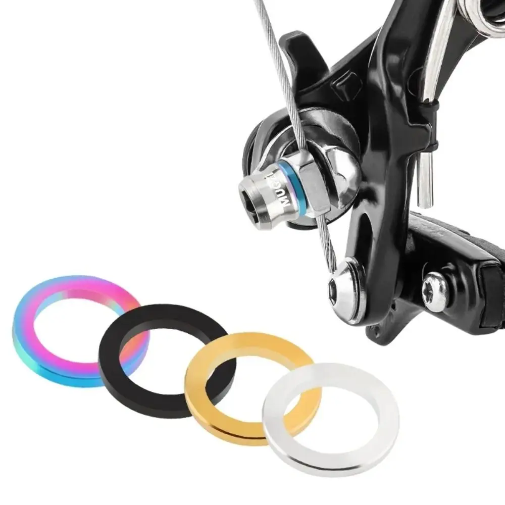 M5/M6 Bike Brake Flat Washer Anodizing Process Titanium Alloy Bike Bolts Gasket Durable Colorful Bicycle Spacer Pads Bike Brake