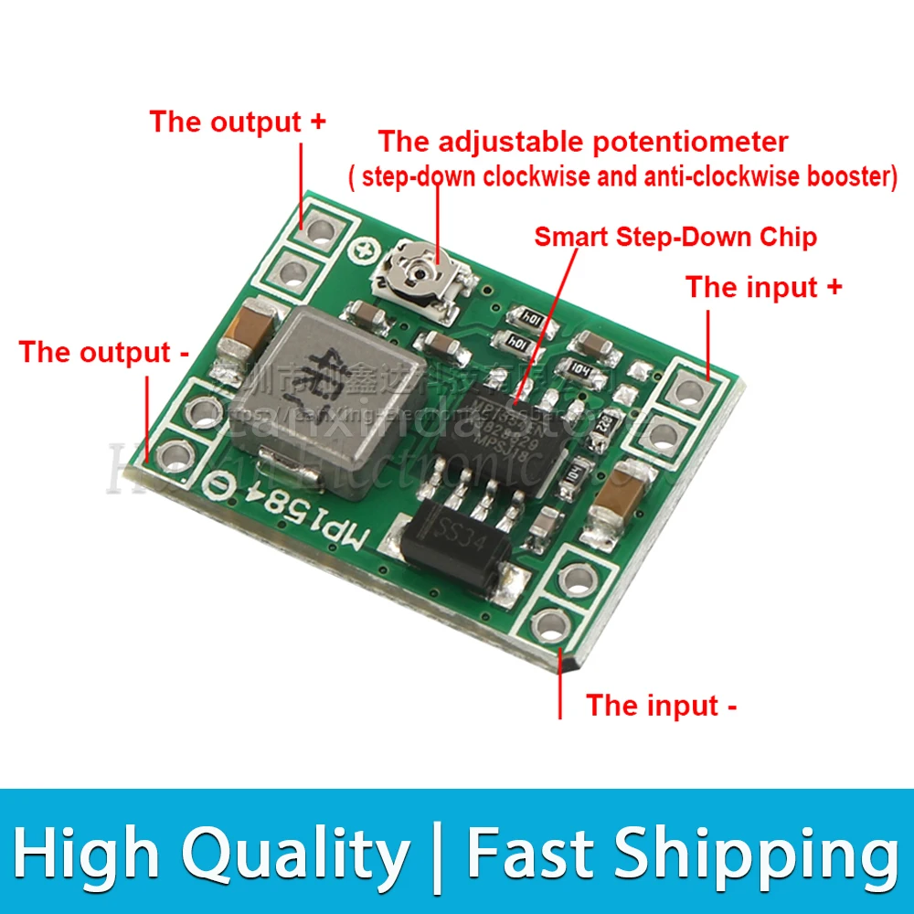 2pcs MP1584EN MP1584 3A Ultra-Small Size DC-DC Step Down Power Supply Module Adjustable Buck Converter