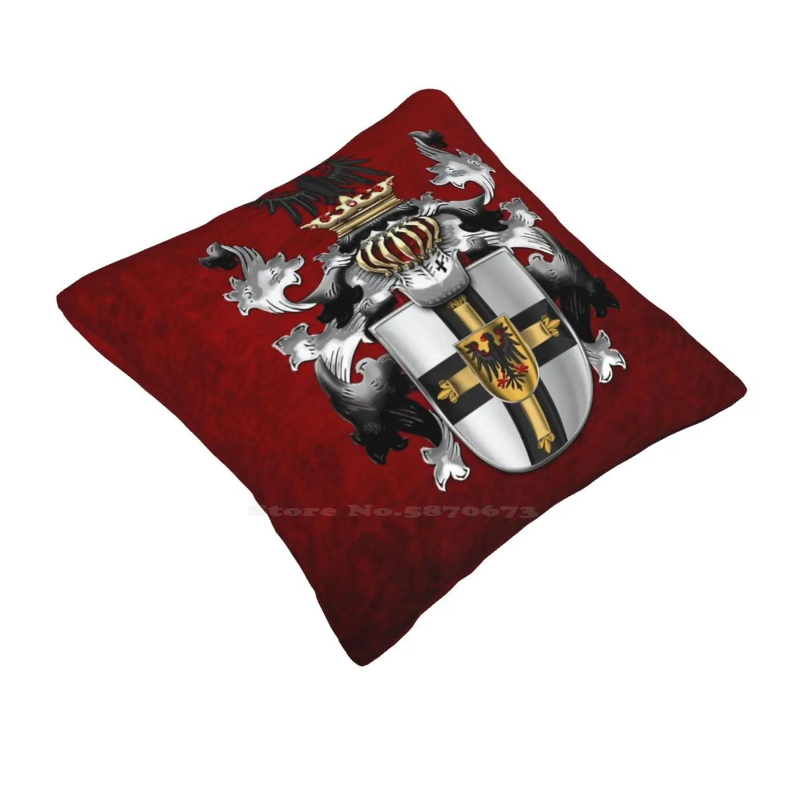 Teutonic Order-Coat Of Arms Over Red Velvet Bedroom Office Hug Pillowcase Ancient Brotherhoods Collection By Serge Averbukh