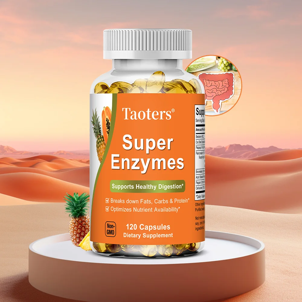 Super Enzymes Supplement, Formulated with Bromelain, Ox Bile, Pancreatin and Papain, 120 Capsules