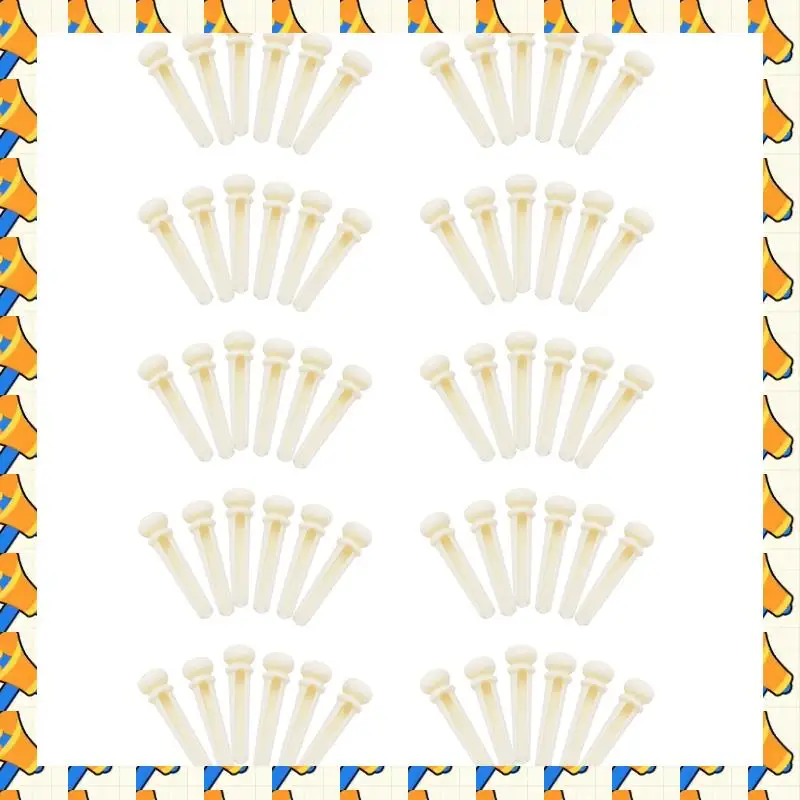 

ABYB 60Pcs Real Bone Material Acoustic Guitar Bridge Pins With Pearl Shell Dot