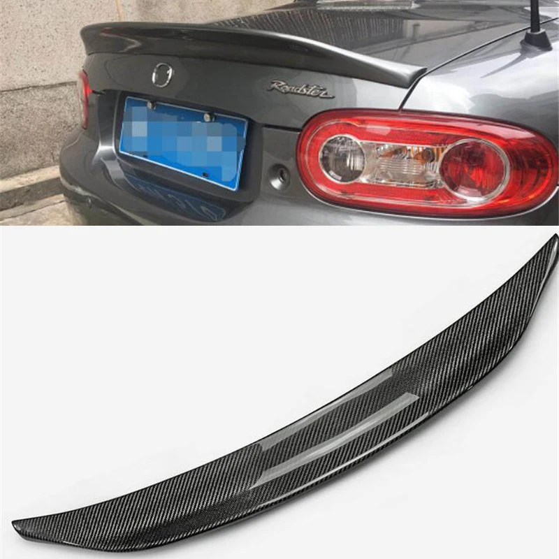 FOR Real Carbon Fiber Spoiler Accessories Old Mazda MX-5 NC Roadster Coupe Car Trunk Rear Lip Wing Tail Refit MX5 2005-2014