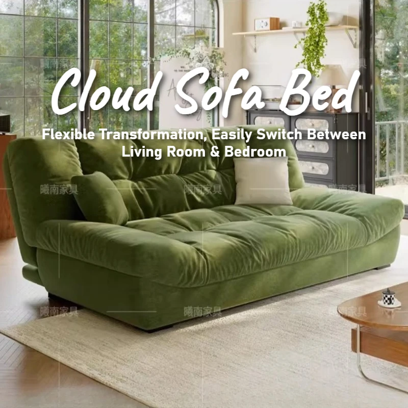 Chenille Fabric Couch Folding Pull Out Straight Row Sofa Bed Full Size Frame Corner With Sleeping Function Furniture Living Room
