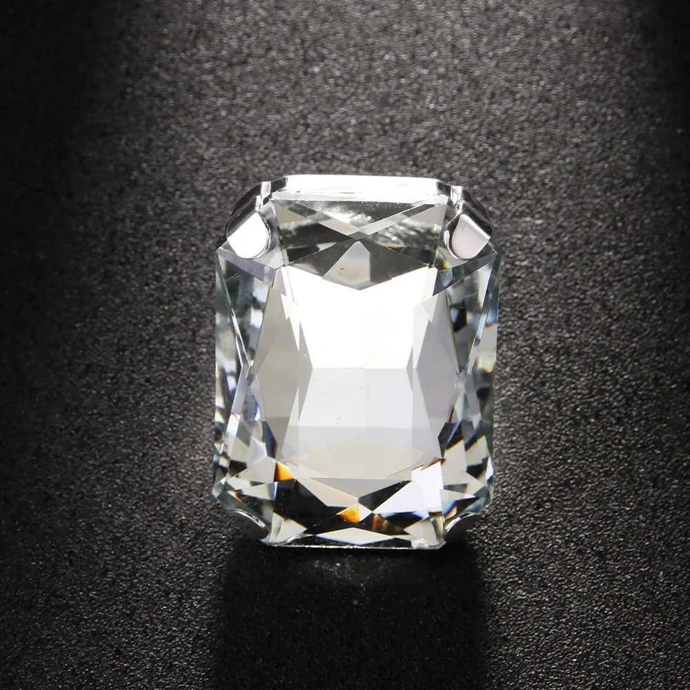 Rectangle Shape Rectangle Rhinestone Ring Rhinestone Crystal Large Size Vintage Wedding Ring Exaggerated Giant Adjustable Size