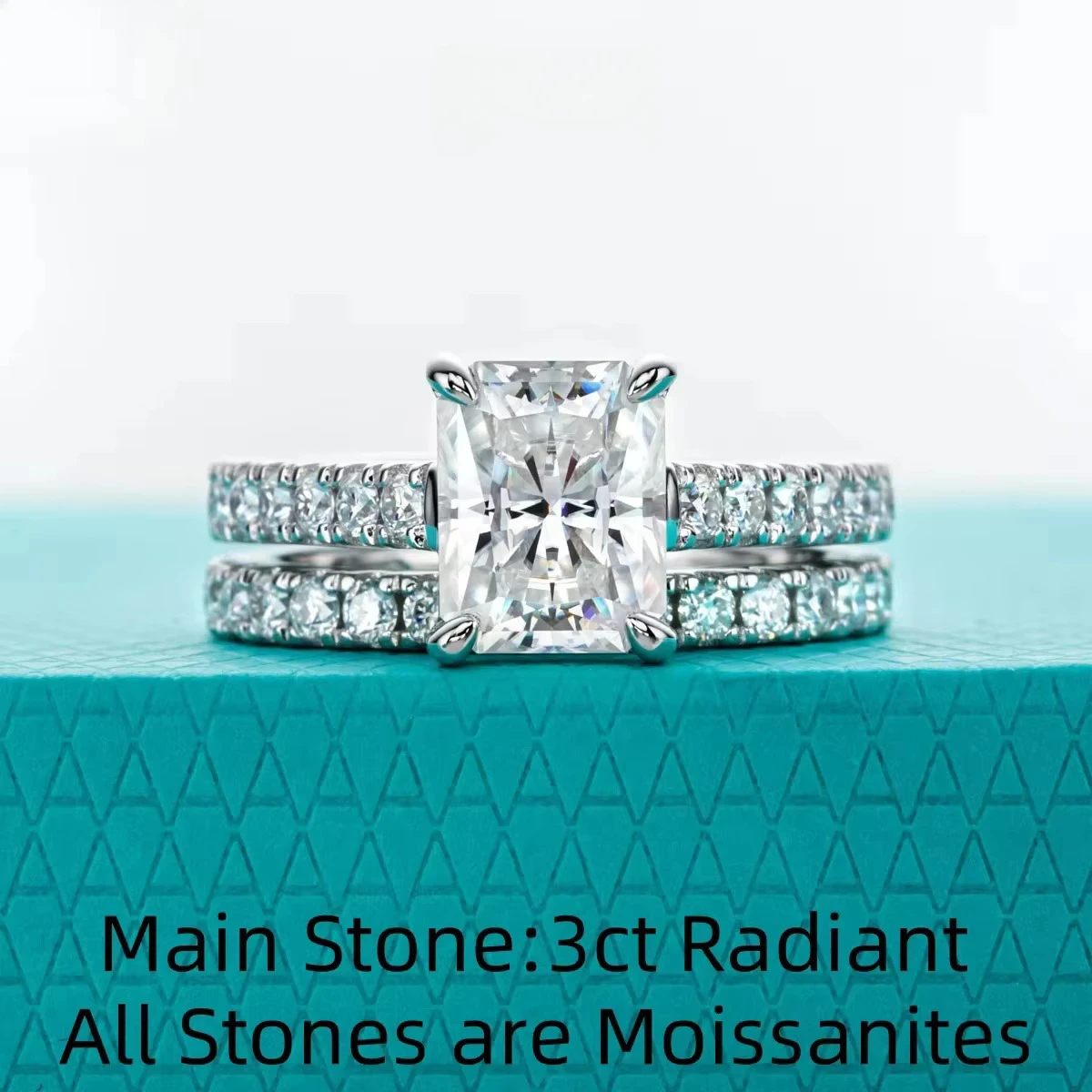 FCGJHW 3ct (Total 4.042ct) Radiant D Color Moissanite Bridal Ring Set Wedding Band Silver Rings for Women Jewelry Gifts 2026