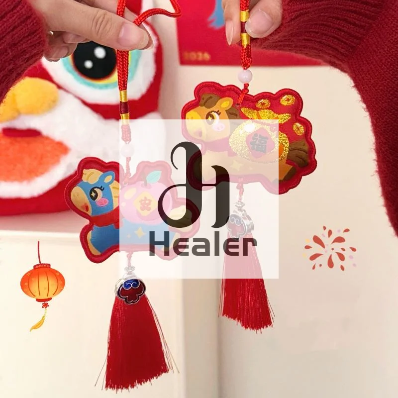 Nuevo adorno de borla de poni bonito, colgante del año del caballo, colgante de bolsita, decoración del coche, cadena de cuerda colgante, decoración de fiesta