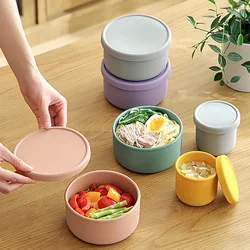 Silicone Fresh-Keeping Box With Lid Bento Lunch Box Fruit Salad Fresh-Keeping Bowl Modern Simple Sealed Round Storage  NJ72011