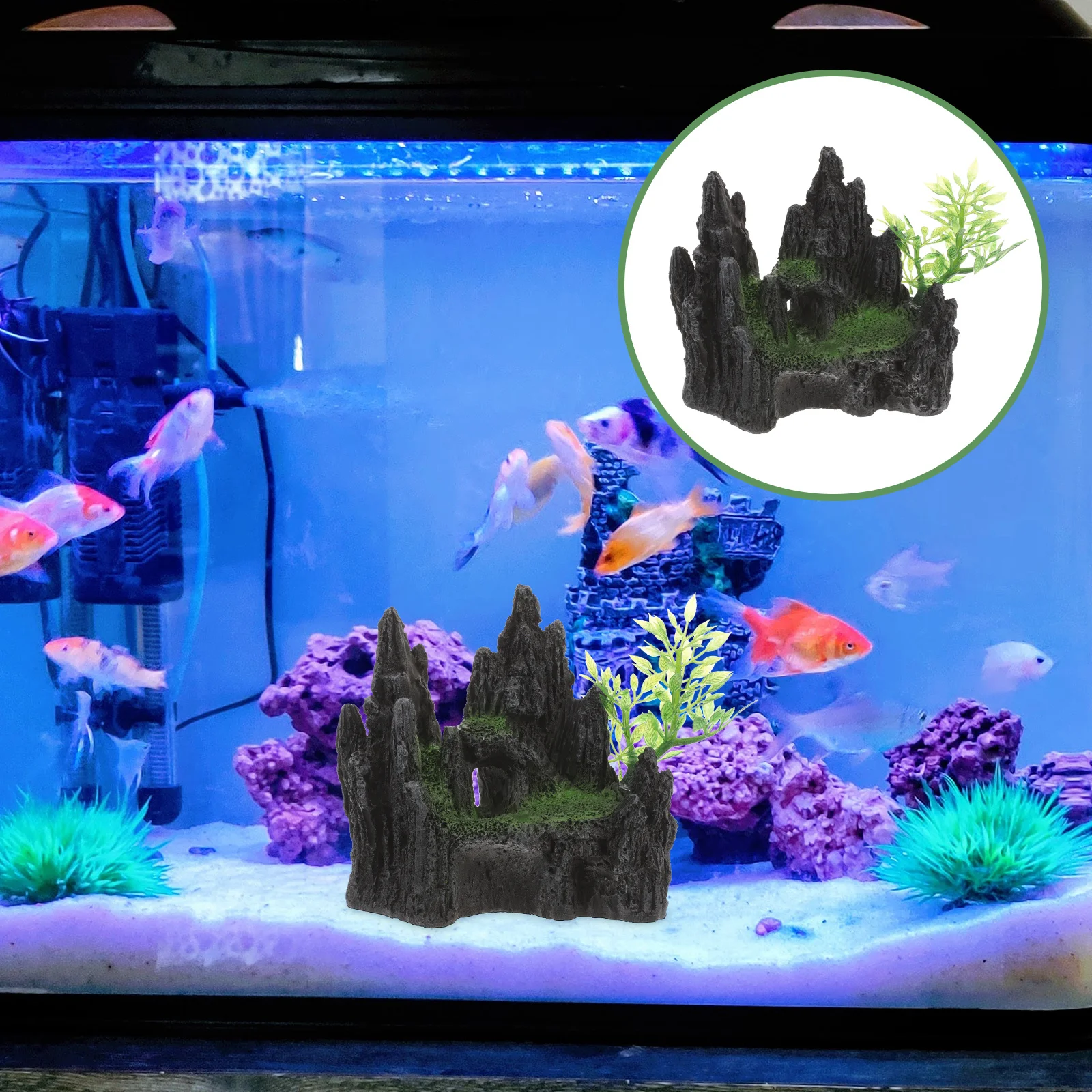 

Fish Tank Mountain Decoration Resin Aquarium Ornament Realistic Artificial Rockery Safe for Fish and Plants Aquarium Decor