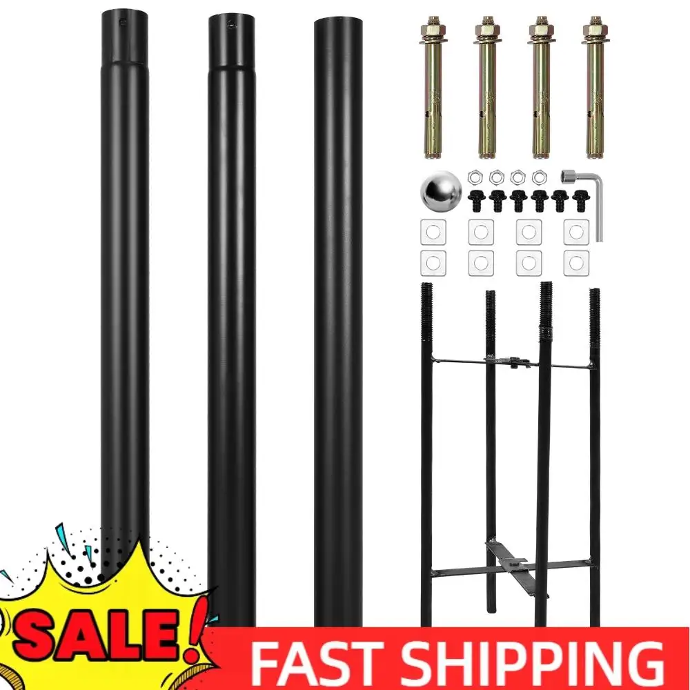 

10Ft Tall Metal Split Road Poles with Rebar Cage Base Splicing Lights Column Weather-Resistant for Parking Backyard Patio Yard