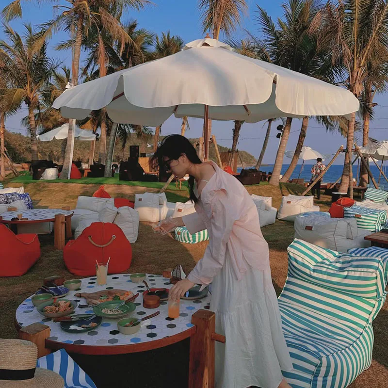 hy-Seaside Beach Sun Umbrella for Outdoor Furniture in Courtyard Dining Bar Roman Booth Banana Umbrella Stall