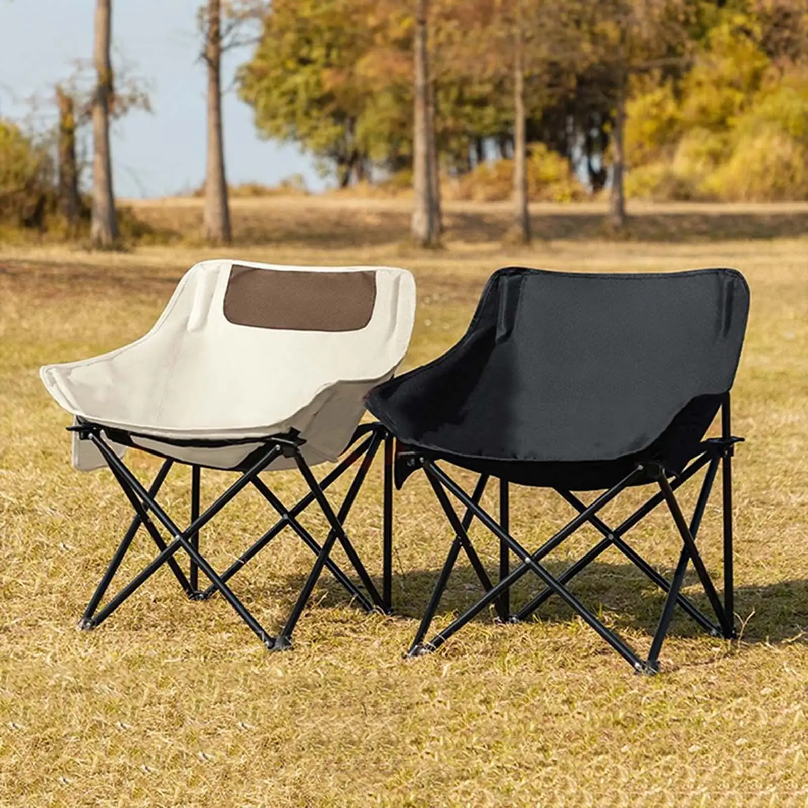 Camping Folding Chair Oxford Cloth Metal Tube with Side Pocket Portable Foldable Chair for Park BBQ Outdoor Backpacking Yard