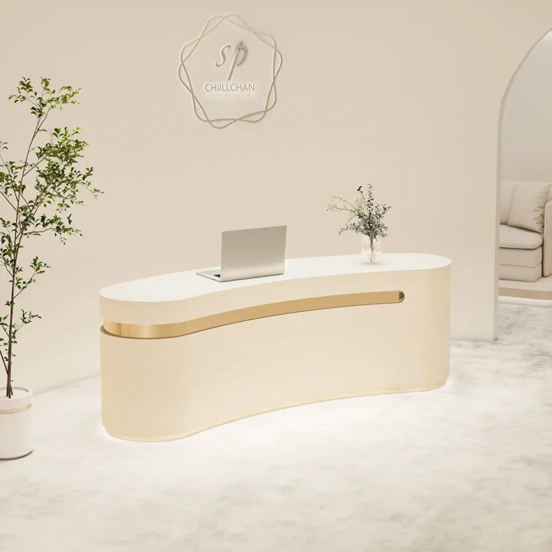 

Усовершенствованный белый стол, стойка для обслуживания магазина Atelier, центр красоты, мебель для приемного салона, современный Empfangstheke для хранения