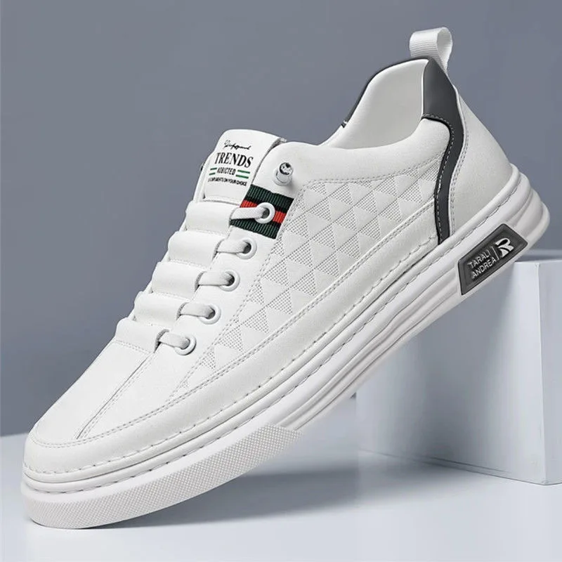 Summer Breathable Men's Shoes Thin Soft Leather White Sneakers Lightweight Trendy Men's Sneaker Versatile Casual Sports Sneakers