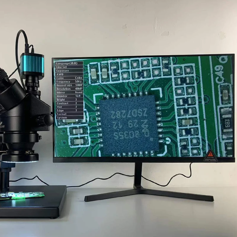 Simul-Focal 7X-45X Continuous Zoom Stereo Trinocular Microscope CTV Adapter Barlow Lens For Phone Lab PCB Repair Soldering