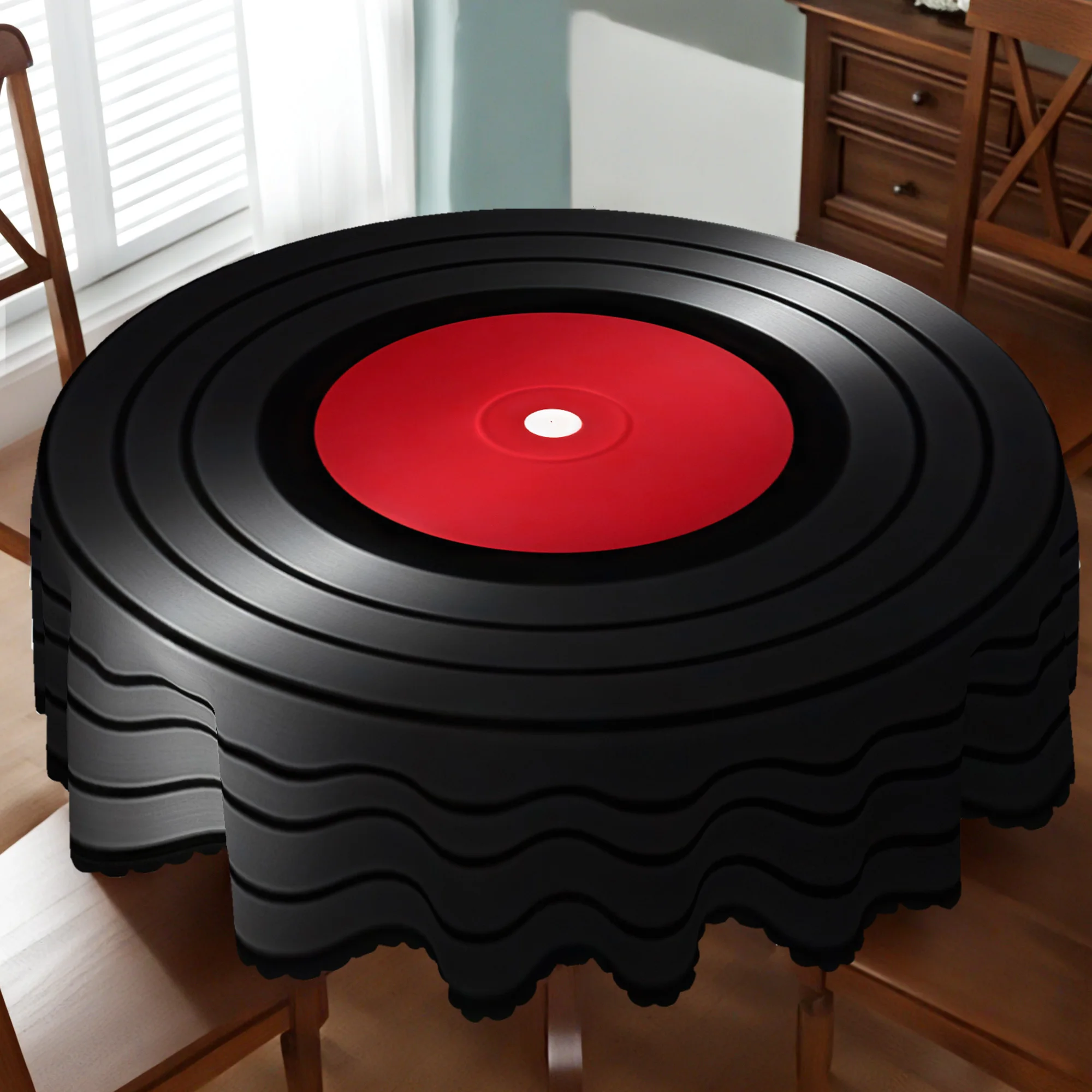 One classic vinyl record tablecloth, made of polyester, suitable for coffee tables