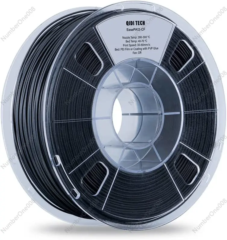 QIDI TECH Carbon Fiber Filled Nylon Filament PA12-CF1.75mm Black 1Kg Spool 3D Printing Filament for 3D Printer